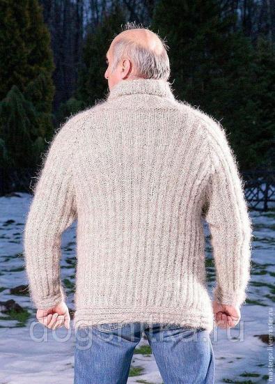 Свитер мужской ручной вязки «Водолаз» Пряжа из собачьей шерсти для носочков